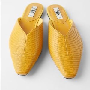Zara embossed yellow mules 38